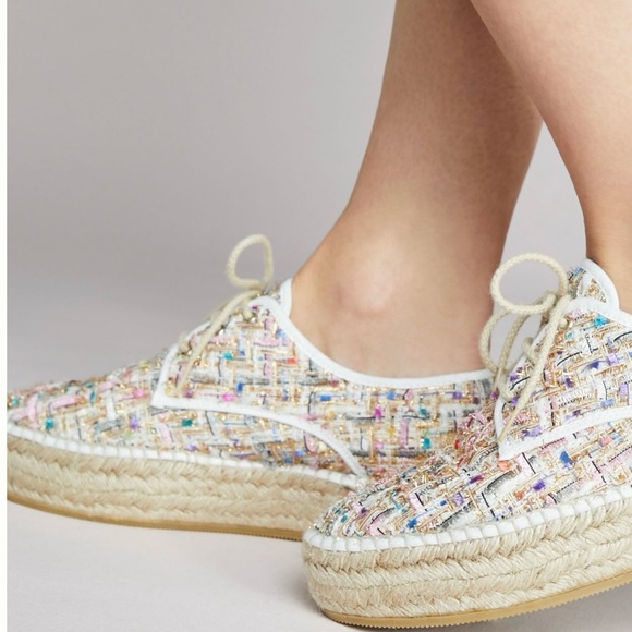 Anthropologie tweed lace-up espadrille sneakers - Picture 3 of 16